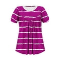 thumbnail image 6 of Xixinqiwan Women Tops under $10.00,Women Summer Casual Shirts Short Sleeve Striped Tunic Tops Crew Neck Tee Tshirt Blouses for Women Purple 2XL, 6 of 7