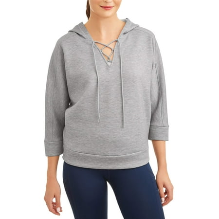 Avia Women's Athleisure Lace Up Lightweight Hoodie Sweatshirt