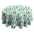 thumbnail image 4 of Green Christmas Tree Pattern Round Tablecloth 60"x60",Wrinkle Wipeable Table Cloth for Kitchen Dining Room Picnic Patio Party, 4 of 6