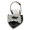 thumbnail image 4 of YDN Women's Pointed Toe Crystals Studded Flats Buckle Slingback Strap Low Heel Sandals Comfy Party Formal Dress Shoes Size 13 Black, 4 of 4