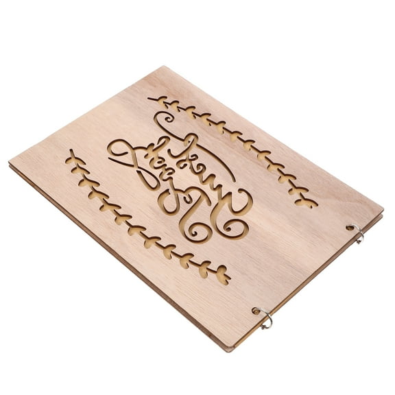 unbranded Wooden Wedding Guest Book Wedding Guest Book Bridal Shower Wood Guestbook for Guest Signatures and Photo Beige