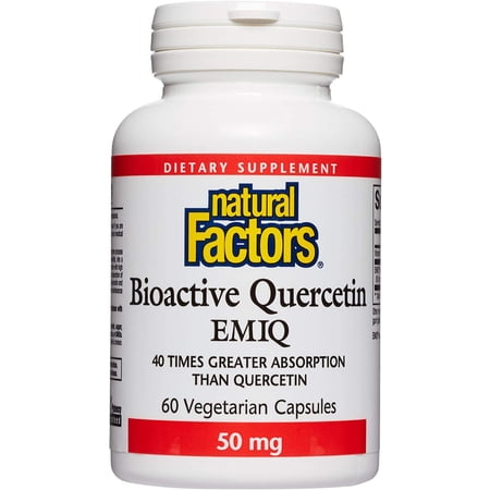 Natural Factors Bioactive Quercetin EMIQ 50 mg with Vitamin C, Supports Sinus, Heart and Immune Health, 60 Capsules