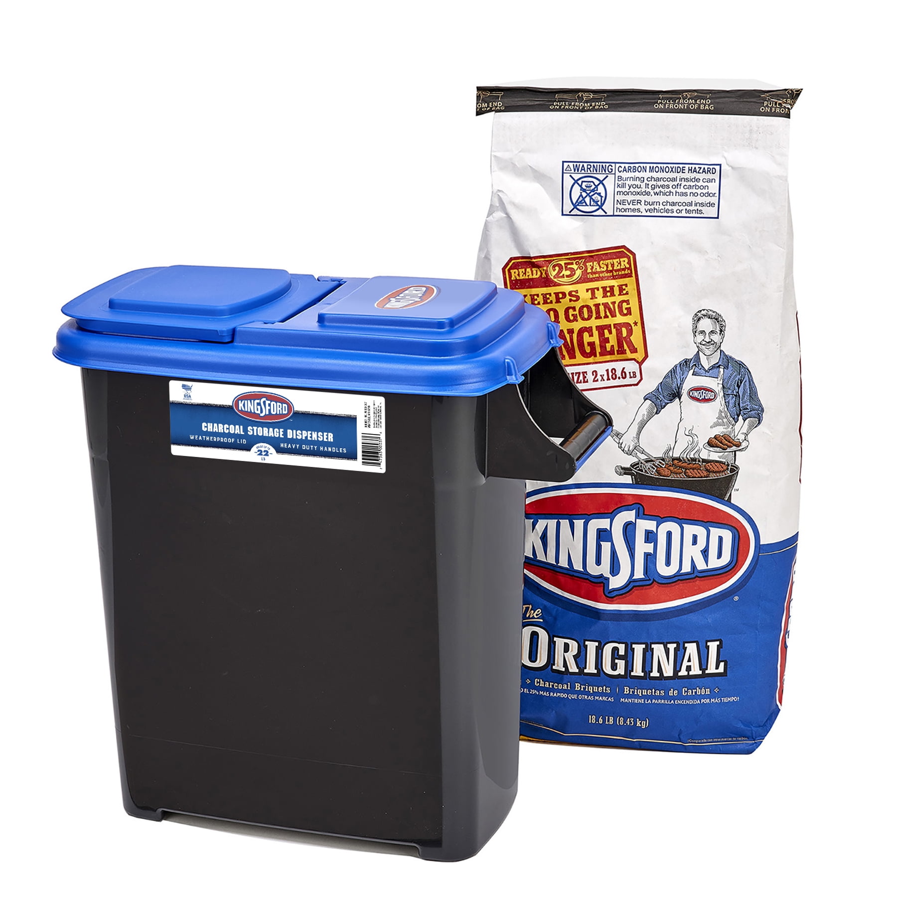 Kingsford Gallon Charcoal Grill Container, Black with Blue Lid