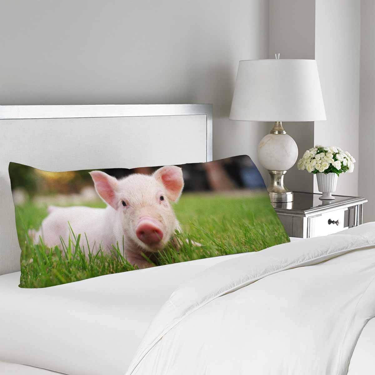 GCKG Cute Newborn Pig Grass Lawn Body Pillow Covers ...
