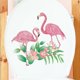 thumbnail image 3 of Románticos flamencos rosados, manteles individuales con flores y hojas, pegatinas para decoración interior de baño, dormitorio y baño, 3 of 4