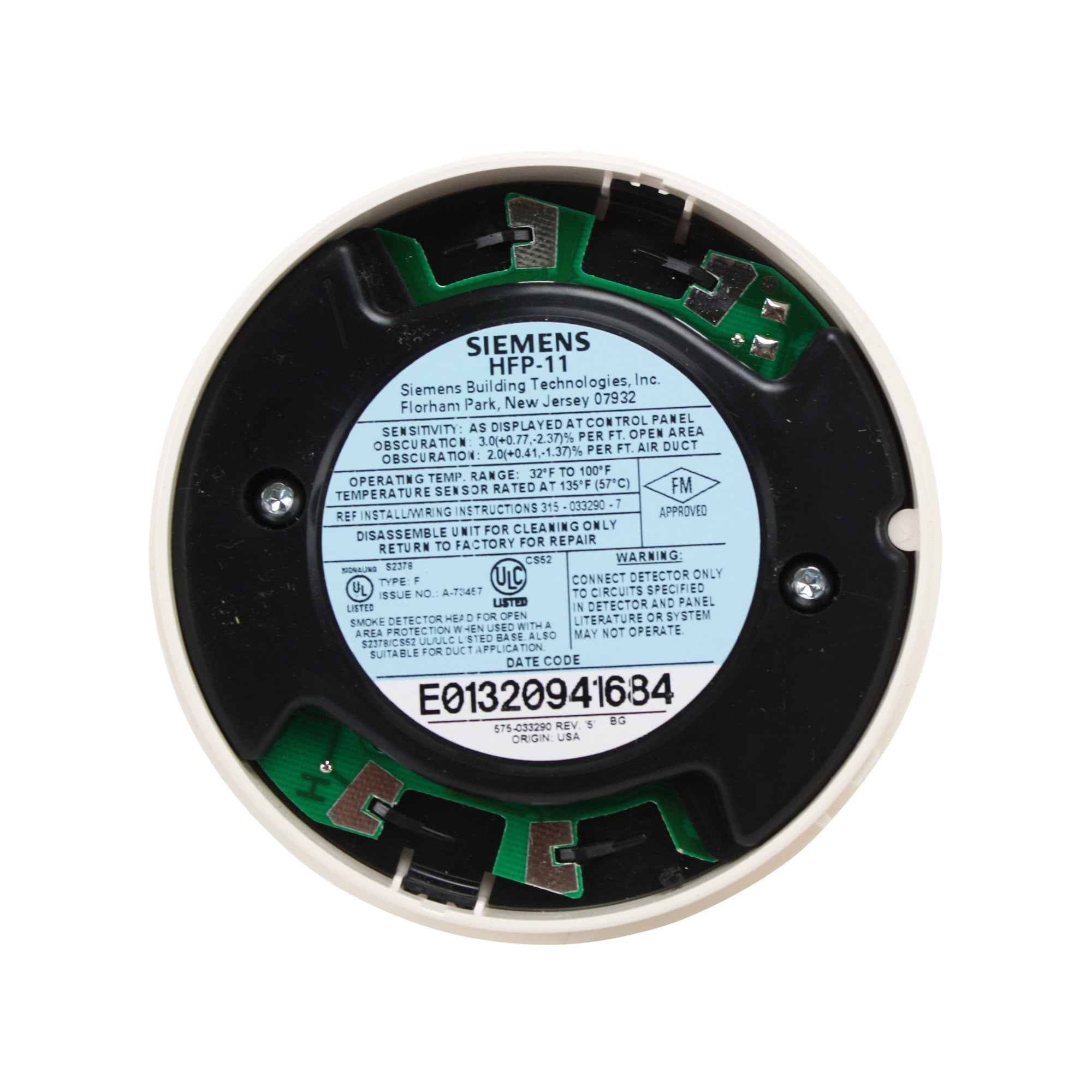SIEMENS HFP-11 FirePrint Detector Fire Alarm 500-033290 Addressable Smk