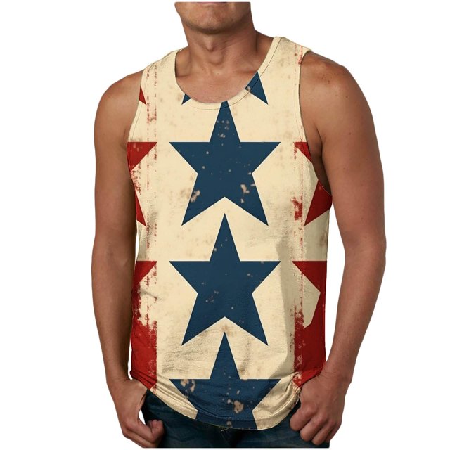 Tanques para Hombre de Verano Suelto Chaleco Impresión Deportivo Cuello Redondo, Camisa sin Mangas Casual para Al Aire Libre Y Diario