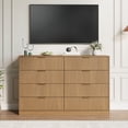 thumbnail image 4 of YouTrend Burlywood 8 Drawer Dresser with for Bedroom,Modern Adult Fluted Wood Chest of Drawer with Golden Embedded Handles for Living Room,Hallway, 4 of 13