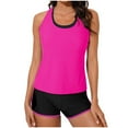 thumbnail image 2 of Frostluinai Women's Two Piece Swimsuits Color Block Tankini Bathing Suits Athletic Swim Tank Tops with Boy Shorts Racerback Sport Swimwear, 2 of 4