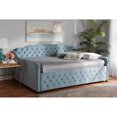 thumbnail image 6 of Baxton Studio Freda Transitional and Contemporary Light Blue Velvet Fabric Upholstered and Button Tufted Full Size Daybed, 6 of 6