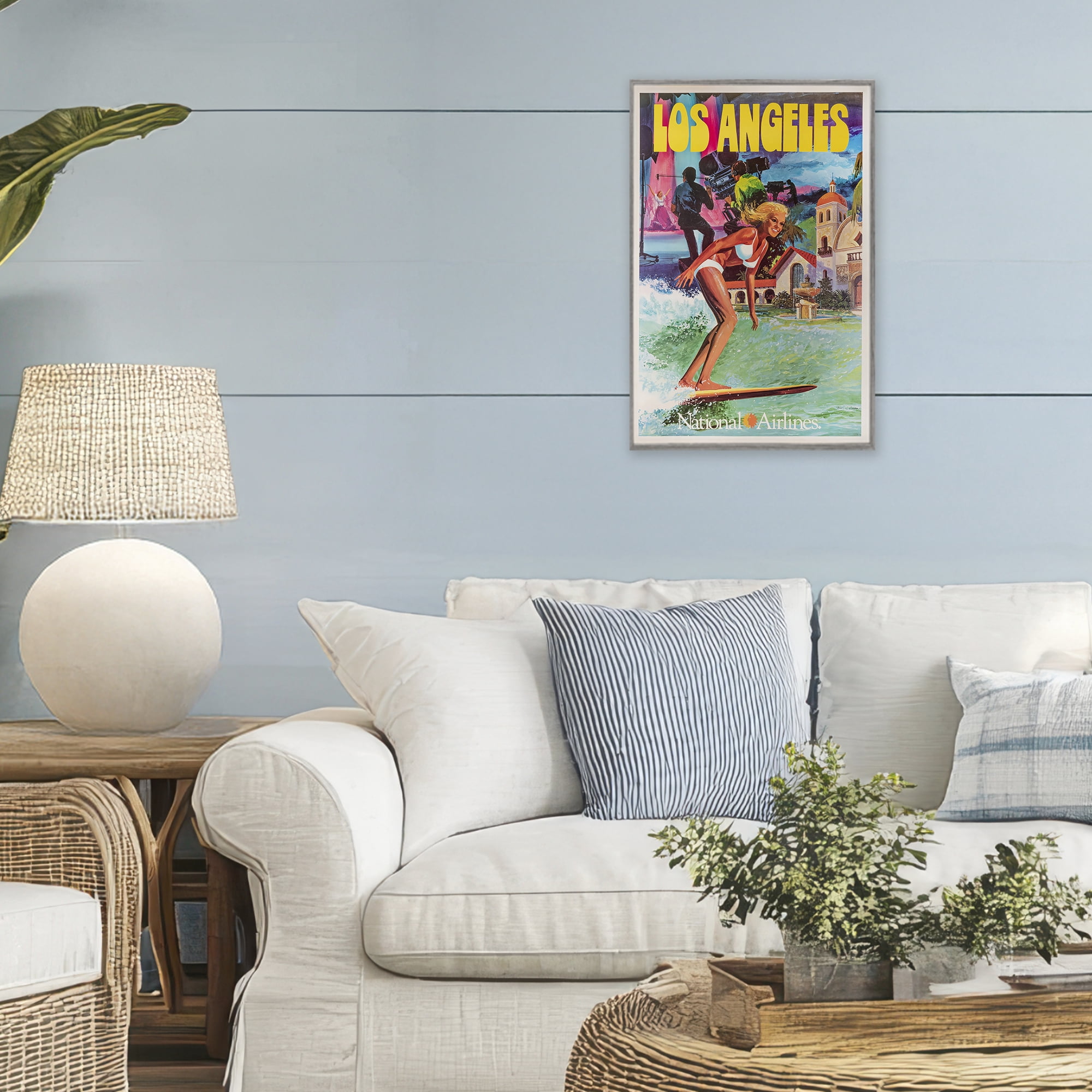 Stupell Industries Vintage Los Angeles Travel Gray Framed Giclee Art, design by Vintage Posters