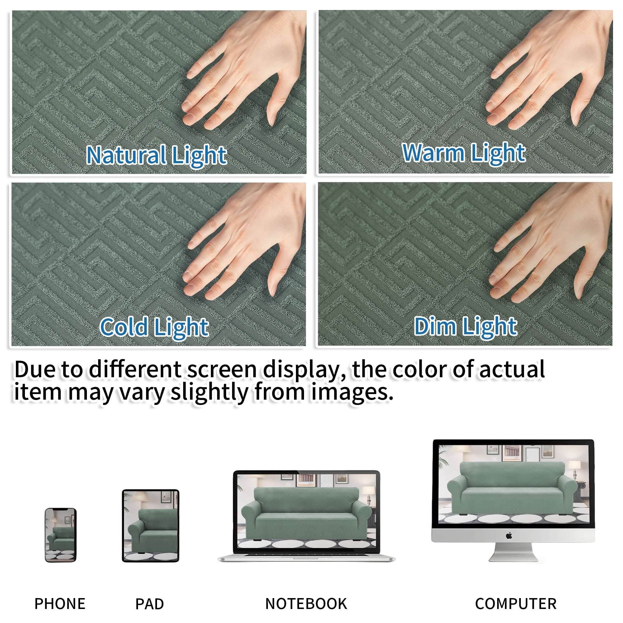 JIATER 1-Piece Armchair Sofa Cover Stretch Couch Cover Washable Sofa Slipcover Non-Slip Furniture Protector,Bean Green