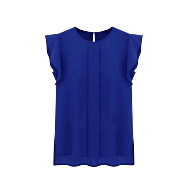 Camisa De Gasa Volantes Verano Multicolor Blusa De Oficina De Manga Corta Gao Jiahui unisex