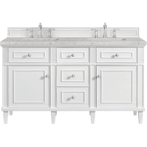 James Martin Vanities 424-V60d-Fejp Lorelai 60" Free Standing Double Basin Hardwood Vanity