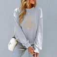 thumbnail image 6 of VKOYWKM Christmas Tree Print Sweatshirts for Women Christmas Sweatshirt Fleece Long Sleeve Crewneck Pullover Tops Holiday Gifts Oversized Sweatshirt, 6 of 7