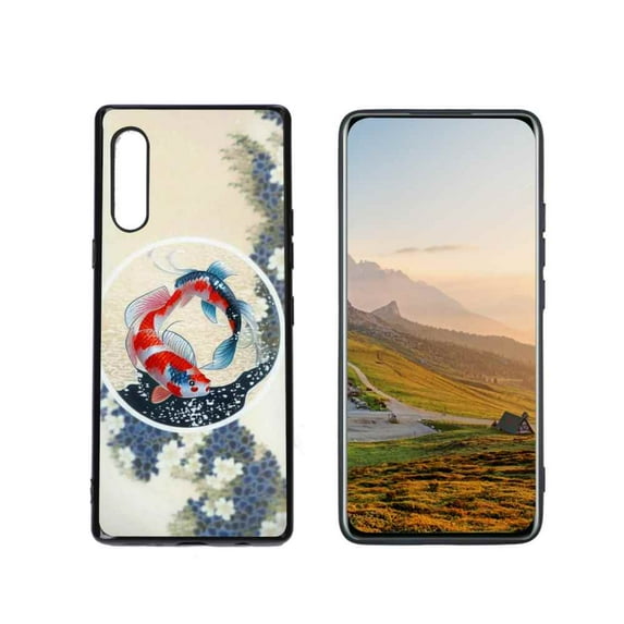 Compatible with LG Velvet 4G Phone Case, Japanese-Inspired-cherry-blossom-koi-fish-8 Case Silicone Protective for Teen Girl Boy Case for LG Velvet 4G