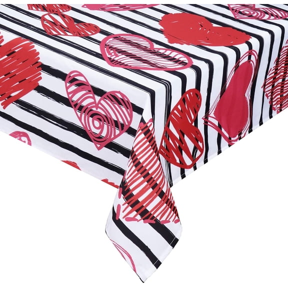 Valentine''s Day Tablecloth, Red Love Heart Table Cloth, Waterproof Tablecloth Rectangle for Valentine''s Wedding Dinner Party Decoration, 60 x 120 Inch