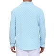 thumbnail image 3 of INSPIRE CHIC Men's Plaid Textured Shirt Casual Solid Pocket Long Sleeve Shirt M Sky Blue, 3 of 6