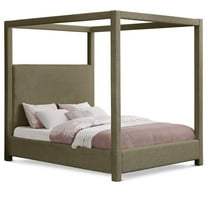 Meridian Furniture Eden Contemporary Boucle Fabric King Bed in Olive