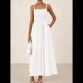 thumbnail image 4 of Vestidos Largos de Verano para Mujer, Vestido Informal con Tirantes Finos, Fruncido, Corte A, y Fluido. M, 4 of 7