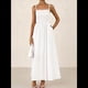 thumbnail image 4 of Vestidos Largos de Verano para Mujer, Vestido Informal con Tirantes Finos, Fruncido, Corte A, y Fluido. XXL, 4 of 7