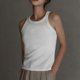 thumbnail image 2 of Women Summer Sleeveless Basic Crop for Tank Top Ribbed Knit Solid Color Racerback Off Shoulder Mini Vest Sports Cami Shi M, 2 of 4