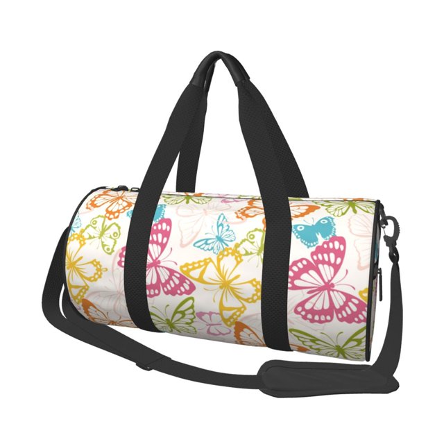 Easygdp Retro Colorful Butterfly Bolsa de Viaje, Bolsa de Mano, Bolsa de Gimnasio, Bolsa de Equipaje para Viaje