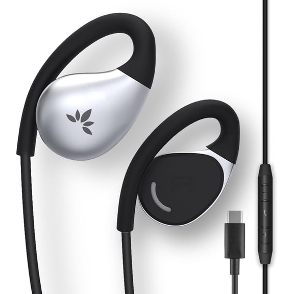 Avantree Resolve (Large) – USB-C Wired Open-Ear Earbuds w/Mic & Over-Ear Hook