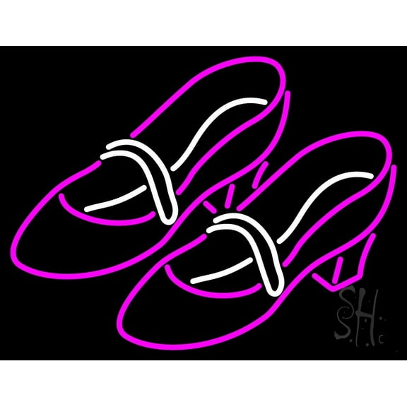 Pink Sandal Heels LED Neon Sign 24 x 31 - inches, Black Square Cut Acrylic Backing, with Dimmer - Bright and Premium built indoor LED Neon Sign for store interior Décor, Storefront.