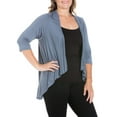 thumbnail image 3 of 24seven Comfort Apparel Plus Size Elbow Length Sleeve Open Cardigan, 3 of 4