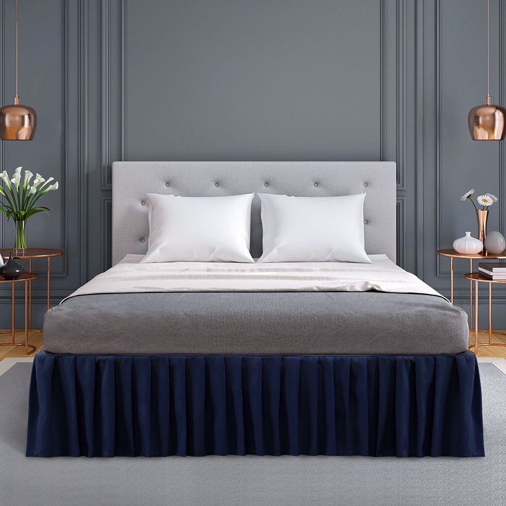 PiccoCasa Solid Polyester Bed Dust Ruffle Bed Skirt 3 Sided Coverage