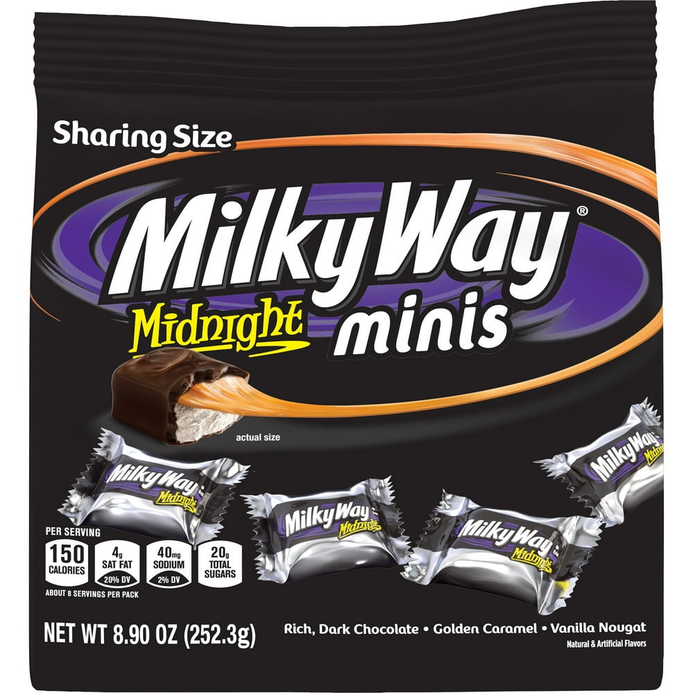 MILKY WAY Midnight Dark Chocolate Minis Size Candy Bars Bag, 8.9 Oz