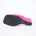 thumbnail image 4 of Women's Suede Wedge Slides Plus Size Square Open Toe Slip on Sandals Summer Solid Color Comfortable Footwear for Casual & Outdoor Hot Pink 9.5(43), 4 of 9
