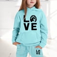 thumbnail image 2 of Huowey Kids Girls Clothes Fall Outfits Long Sleeve Hoodie Sweatshirt And Pants 2 PC Set Elastic Waist Loose Fit Letter Graphic Winter School Outdoor Casual Daily Wear Cute Outfit,Sky Blue,4-5 Years, 2 of 4