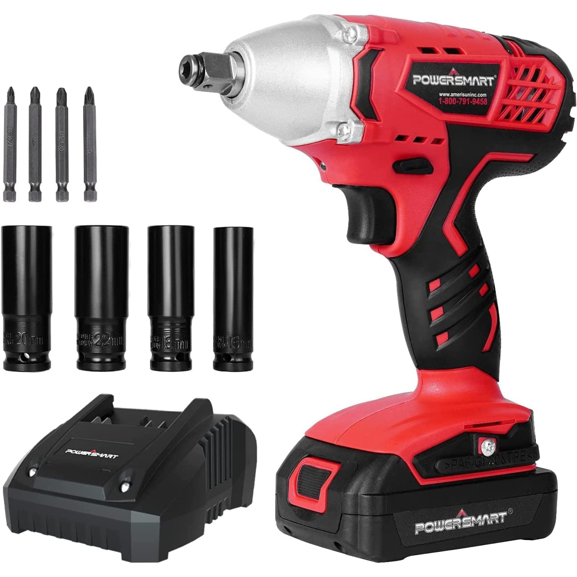 PowerSmart Cordless Impact Wrench Driver Drill 3in1, with 20V Battery