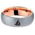 thumbnail image 2 of Tungsten Sail Cruiser Speed Boat 2d Art Band Ring 7mm Men Women Comfort Fit 18k Rose Gold Dome Brushed Gray Polished, 2 of 4