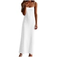 thumbnail image 5 of Bxsruta Women's Casual Sleeveless Cami Maxi Dress Loose Straight Fit Summer Slip Dress for Everyday Beach Vacation Adjustable Spaghetti Strap Breathable Soft Fabric Pull on Boat Neck Long Dress, 5 of 8