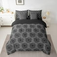 thumbnail image 2 of Manfei Anniversary Rose Print Twin Bedding Sets 7-Piece, Black Grey Bedding Comforter Set, Vintage Flower Floral Reversible Sheet Sets, Breathable Home Decor, 2 of 7