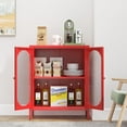 thumbnail image 5 of Small 2 Transparent Door Metal Storage Side Buffet Cabinet for Bed Room,Living Room,Entryway,Hallway,Home,Hotel,Office,Garage,Kitchen,1 Removable Shelf. (Transparent Door, Red), 5 of 16