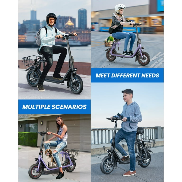 URBANMAX C1 Electric Scooter with Seat, 450W Powerful Motor up to 22 Miles  Range, Folding Electric Scooter for Adult Max Speed 15.5Mph, Electric  Scooter for Commuting with Basket-Purple