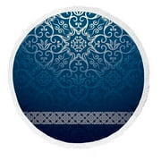ECZJNT Damask Background Luxury Blue Design Beach Towel Beach Blanket Beach Yoga Mat