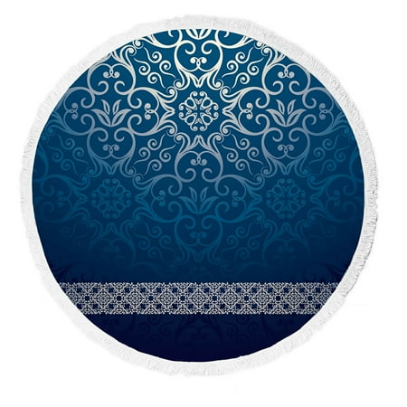 ECZJNT Damask Background Luxury Blue Design Beach Towel Beach Blanket Beach Yoga Mat