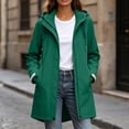 thumbnail image 2 of Zynoxe Women's Windbreaker Jackets Lightweight Zip Up Waterproof Jackets for Women Relaxed Mid Length Long Sleeve Drawstring Hooded Jacket Versatile Solid Color Outdoor Coat with Side Pockets 2XL, 2 of 10
