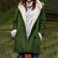 thumbnail image 5 of Casual Women Winter Solid Color Horn Buckles Fleece Lining Long Warm Hooded Coat, 5 of 8