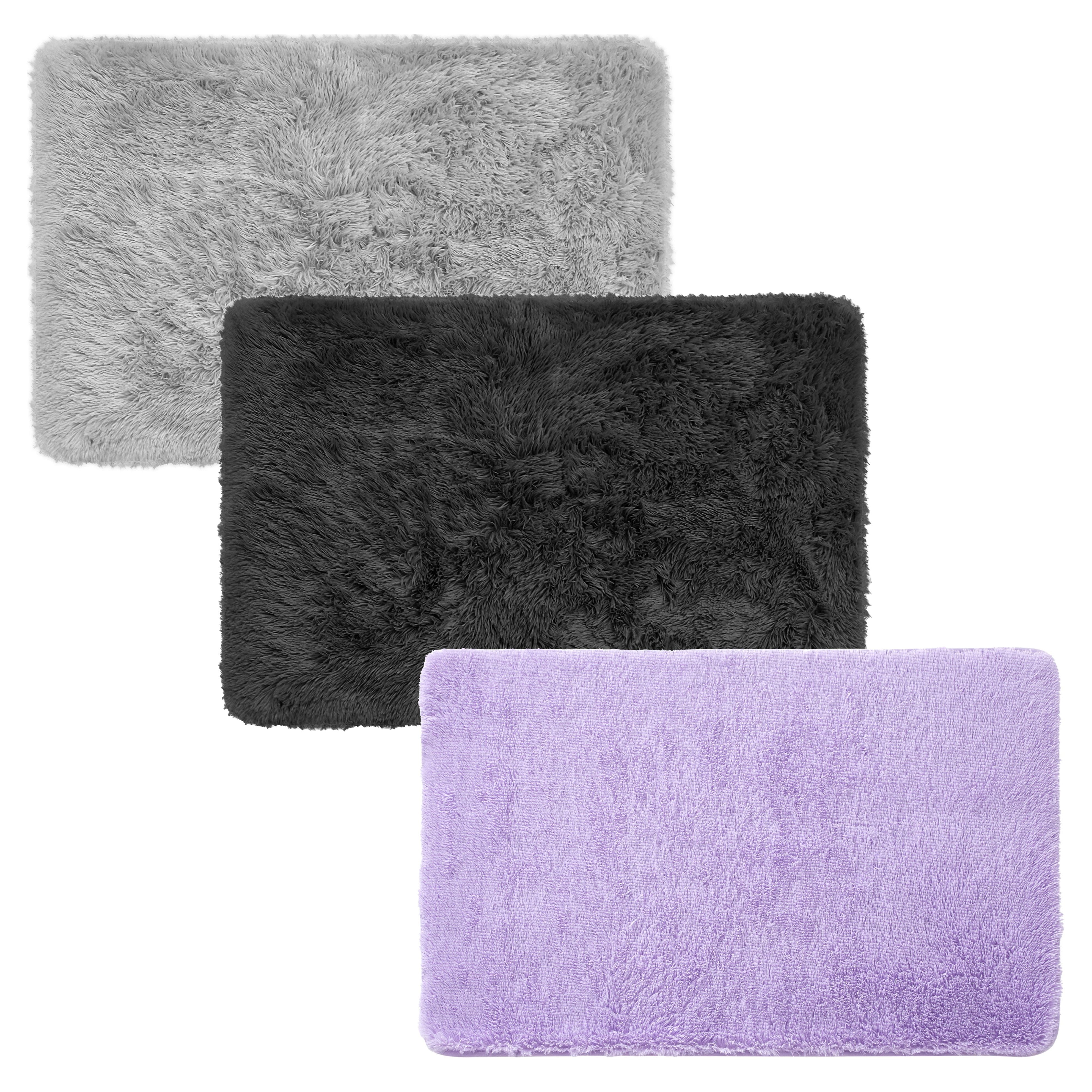 Mainstays Solid Grey Fluffy Shag Fur Area Rug, 36 in x 56 in