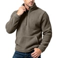 thumbnail image 2 of Atkumj Fleece Quarter Zip Pullover Men with Kangaroo Pocket Warm Comfortable Solid Color Sweatshirts Casual Stand Collar Long Sleeve Sweatshirt S, 2 of 10