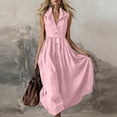 thumbnail image 5 of Gamivast Dresses for Women Sleeveless Button Front Shirt Dress Collared A-Line Maxi Dress with Pockets Casual Resort Vacation Beach Sundress Pink XXL, 5 of 6