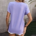thumbnail image 5 of Lixiuxyad Womens Fashion Casual Top V Neck T Shirts Summer Short Sleeve Casual Loose T Shirts Top Basic Tee,Purple L, 5 of 5