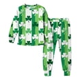 thumbnail image 6 of Girls St Patricks Day Outfit Sets Green Shamrock Print Kids Holiday Outfit Sets Long Sleeve Top & Pants Soft,Size 7 T, 6 of 9