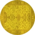 thumbnail image 1 of Ahgly Company Indoor Round Oriental Yellow Traditional Area Rugs, 3' Round, 1 of 4